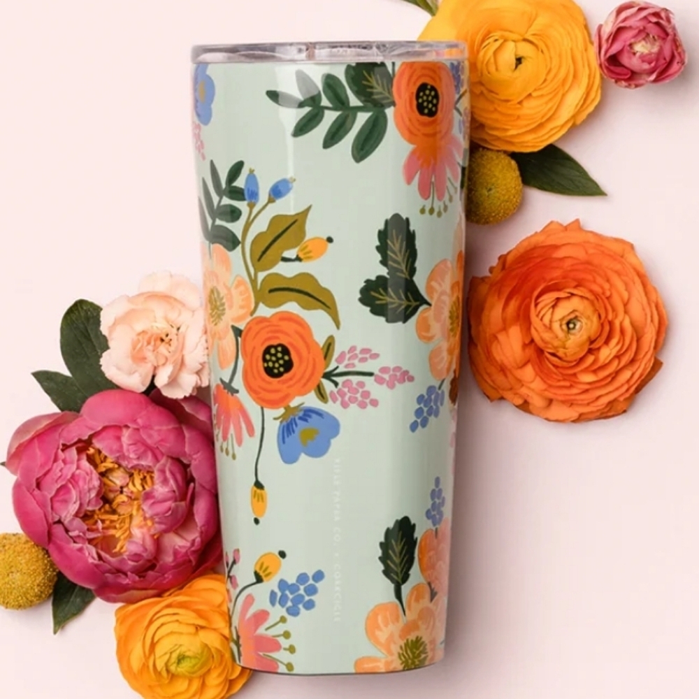 💥BUY 5 GET 3 FREE  Mint Lively Floral Large TumblerItem Size 24 oz